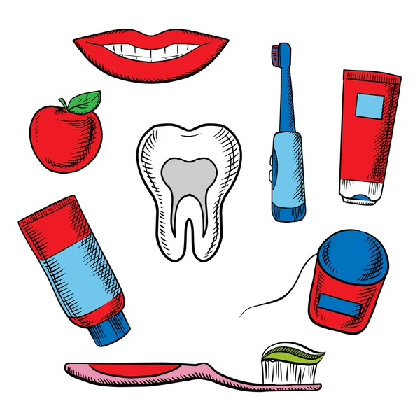 Dental hygiene objects on white background — Stock Vector