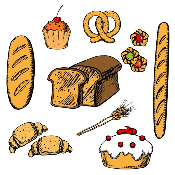 Bakery, cakes and pastry objects — 스톡 벡터