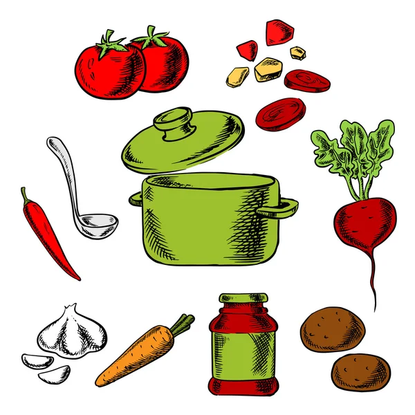 Recette de soupe végétarienne savoureuse — Image vectorielle