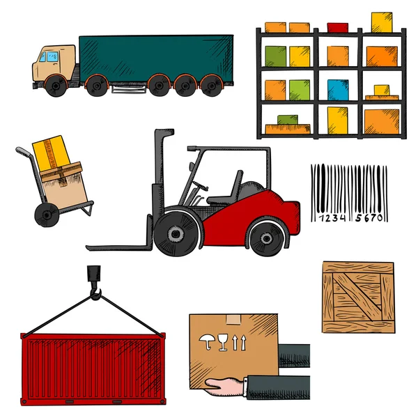 Delivery, shipping and freight objects — Stockový vektor