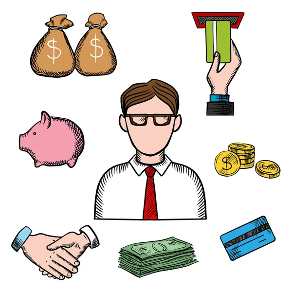 Banking, business and financial icons — Stockvector