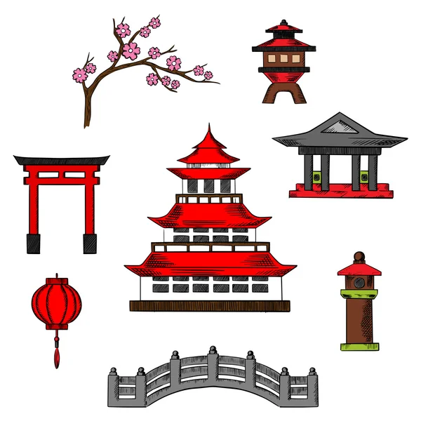 Japón viajes y cultura cions — Vector de stock