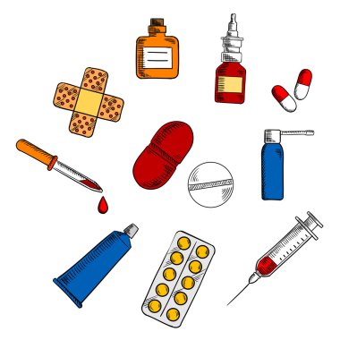 Pills, drugs and medication icons