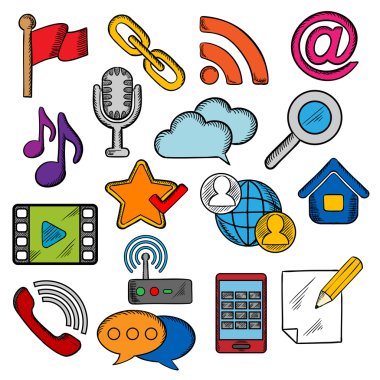 Multimedia and communication icons set