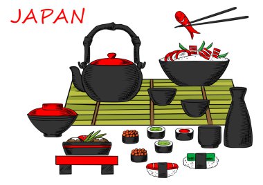 Japanese seafood and drinks set