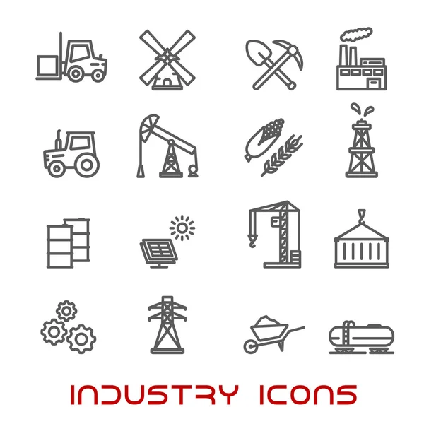 Industria y ecología iconos de línea delgada — Vector de stock