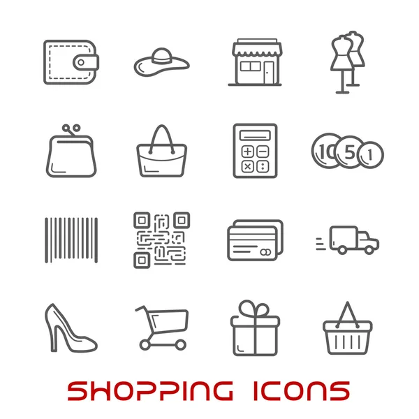 Shopping and retail thin line icons — Stockvector