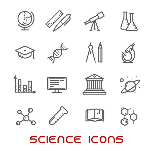 Ciência e educação ícones linha fina —  Vetores de Stock