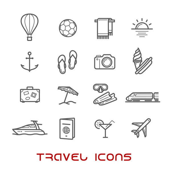 Travel and leisure thin line icons — Stok Vektör