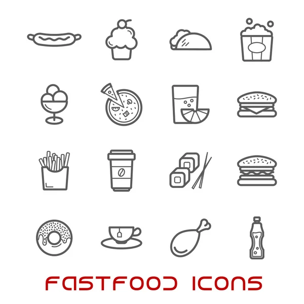 Restaurant and fast food thin line icons — Stok Vektör