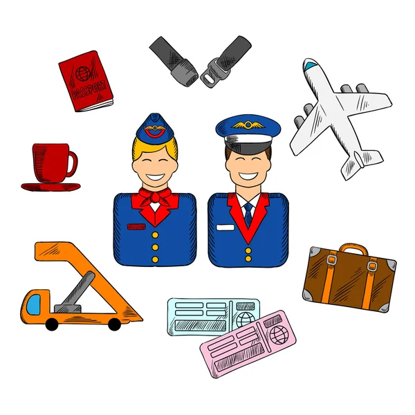 Air travel and service icons — Stockvector