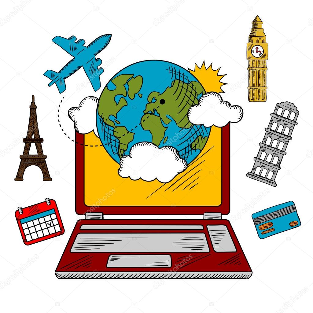 On-line travel and booking icons