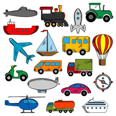 Aviation, transportation and ship icons