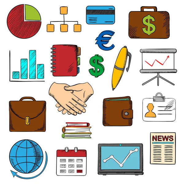 Business, finance and office icons — Stock Vector