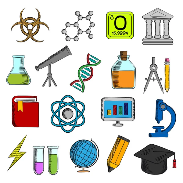 Conjunto de iconos de ciencia y educación — Vector de stock