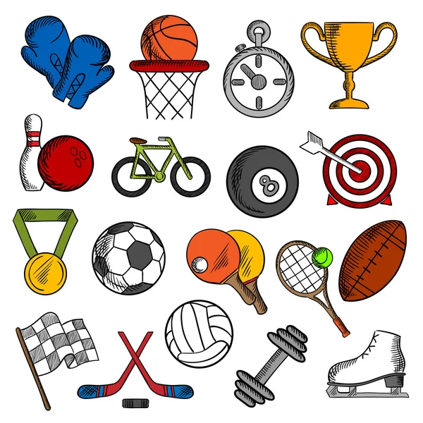 Conjunto de iconos de deporte y fitness — Vector de stock