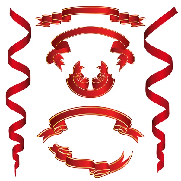Set of Red Ribbons — Stock Vector