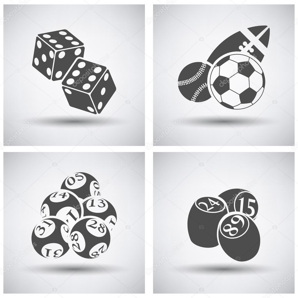Gambling icons set over grey background. Vector illustration.