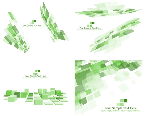 Conjunto de 4 formas verdes a cuadros — Archivo Imágenes Vectoriales