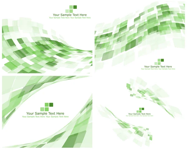 Conjunto de 4 Fondo verde a cuadros — Vector de stock