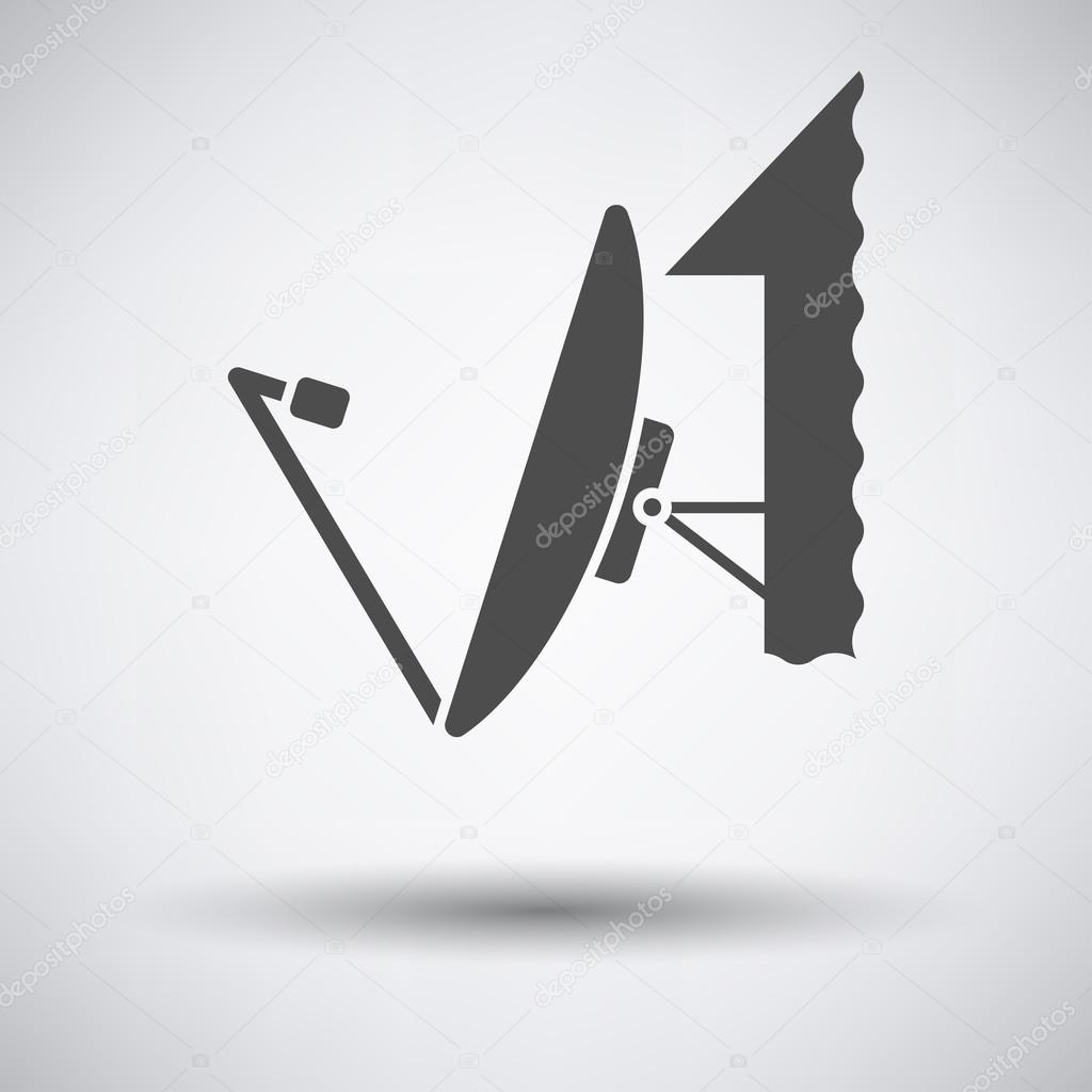 Satellite antenna icon on gray background with round shadow. Vector illustration.