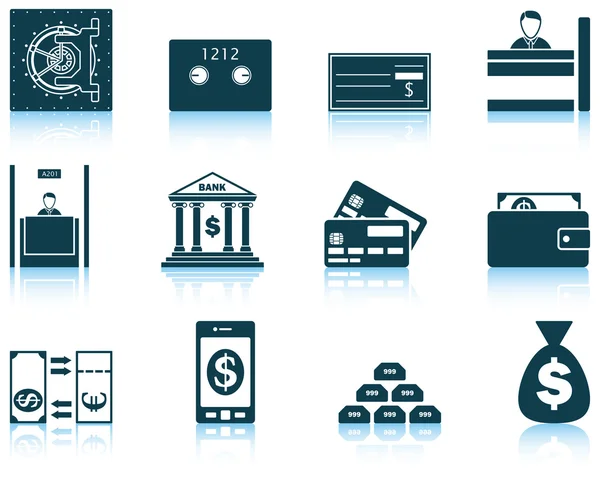 Set of twelve bank icons — Stock Vector