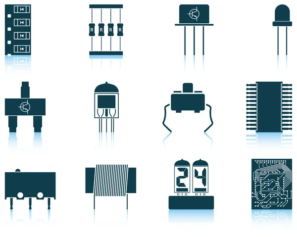 Set van pictogrammen van elektronische componenten — Stockvector