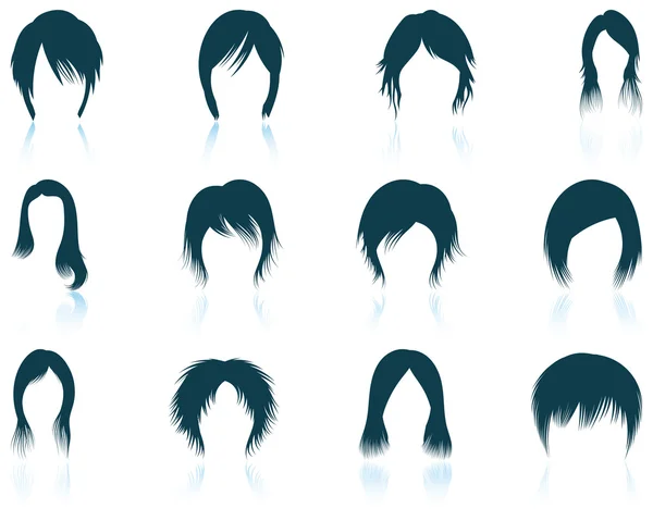 Set of woman's hairstyles icons — Stock Vector