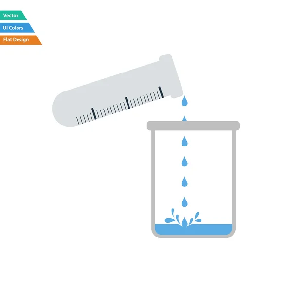 Vaso de precipitados químico verter líquido en el frasco — Vector de stock