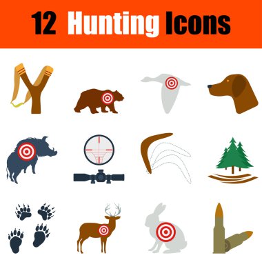 Düz Tasarım Icon set avcılık