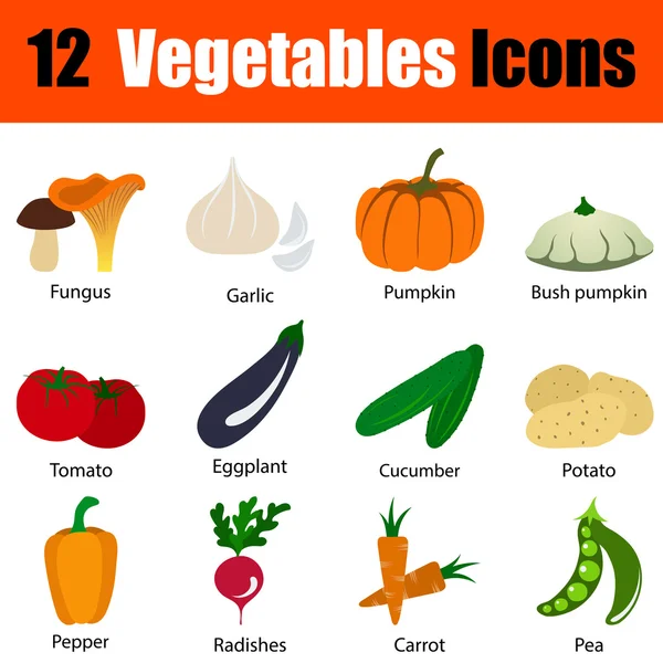 Plochý design sada ikon zelenina — Stockový vektor