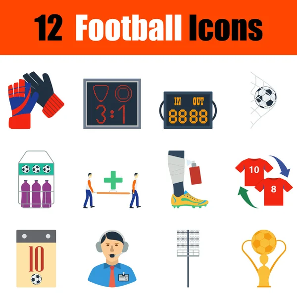 Set di icone di calcio design piatto — Vettoriale Stock