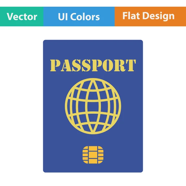 Flat design icon of passport with chip — Stock Vector