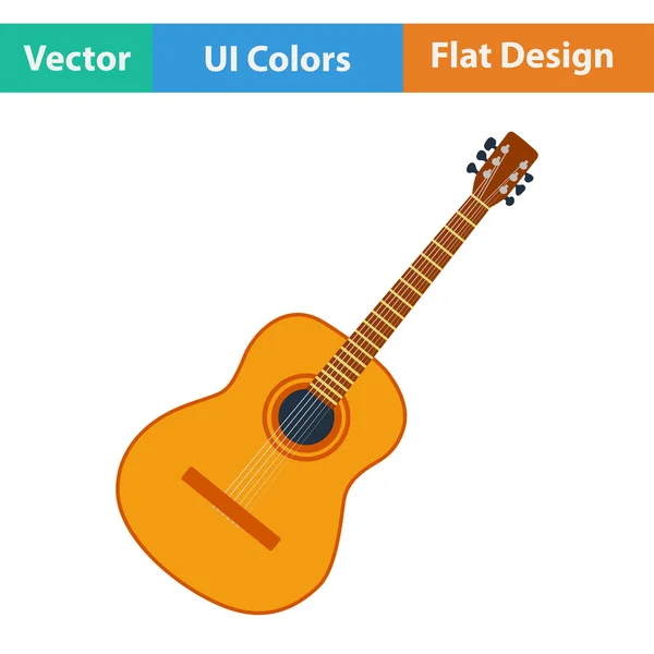 Lapos kivitel ikon, akusztikus gitár — Stock Vector