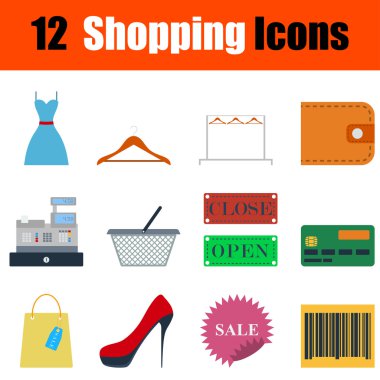 Düz Tasarım Icon set alışveriş