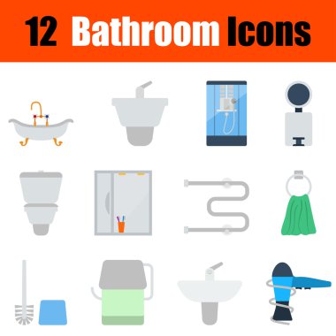 Düz tasarım banyo Icon set