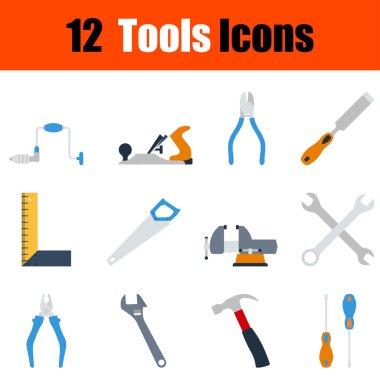 Düz tasarım araçları simge seti