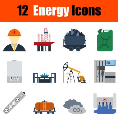 Düz tasarım enerji Icon set