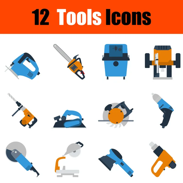 Set di icone di strumenti di design piatto — Vettoriale Stock