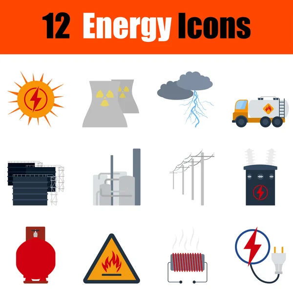 Düz tasarım enerji Icon set — Stok Vektör