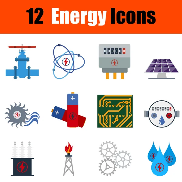 Conjunto de icono de energía de diseño plano — Vector de stock