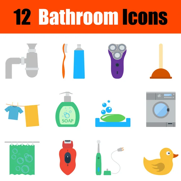 Conjunto de iconos de baño de diseño plano — Vector de stock