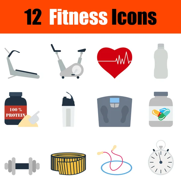 Juego de iconos de fitness de diseño plano — Vector de stock