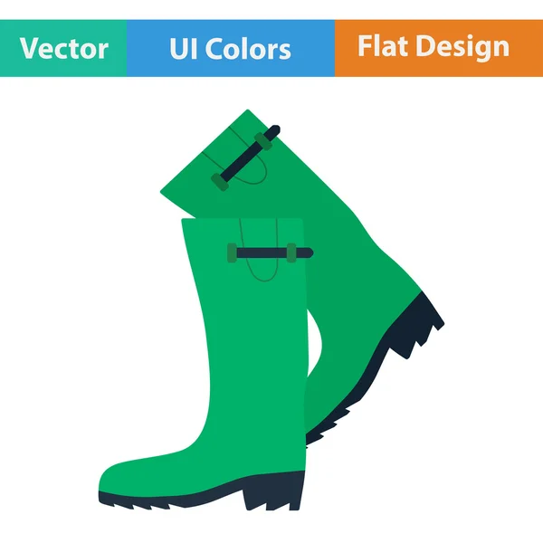 Flat design icon of hunter's rubber boots — Stock Vector