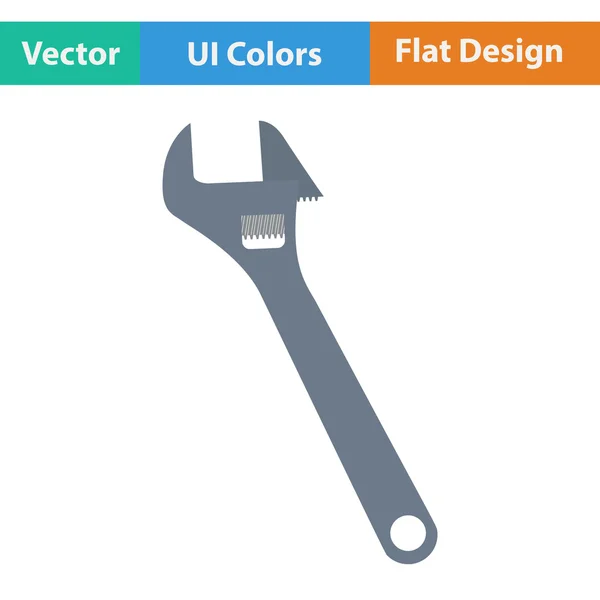 Flache Design-Ikone des verstellbaren Schraubenschlüssels — Stockvektor