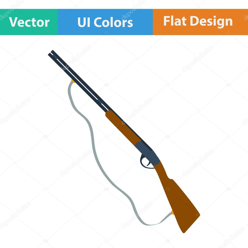 Flat design icon of hunting gun in ui colors. Vector illustration.