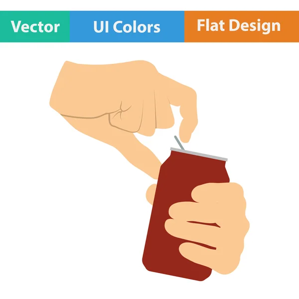 Menselijke handen openen aluminium kunnen pictogram — Stockvector