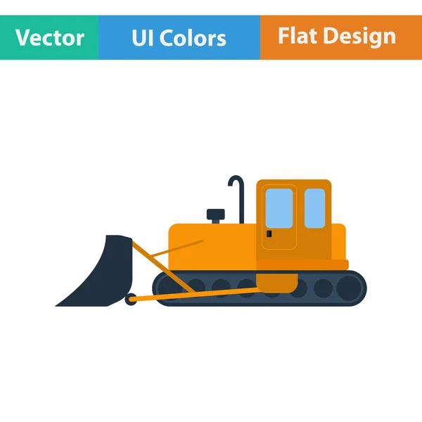 Ikon desain rata buldoser Konstruksi - Stok Vektor