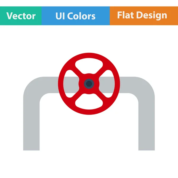 Icône de conception plate de tuyau avec valve — Image vectorielle