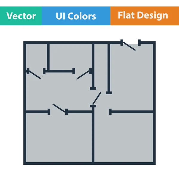 Icône design plat du plan d'appartement — Image vectorielle